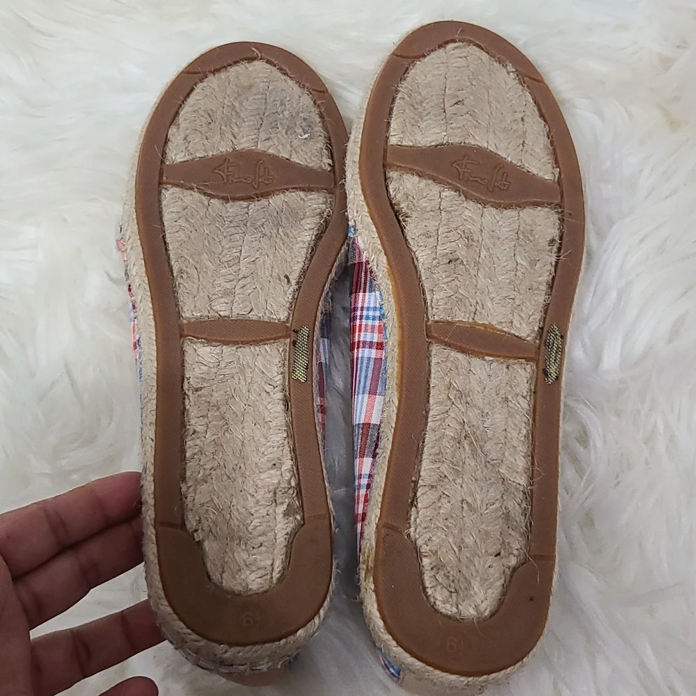 Franco Sarto Womens Espadrille Plaid Canvas Fabric Size ‎ 6.5 M